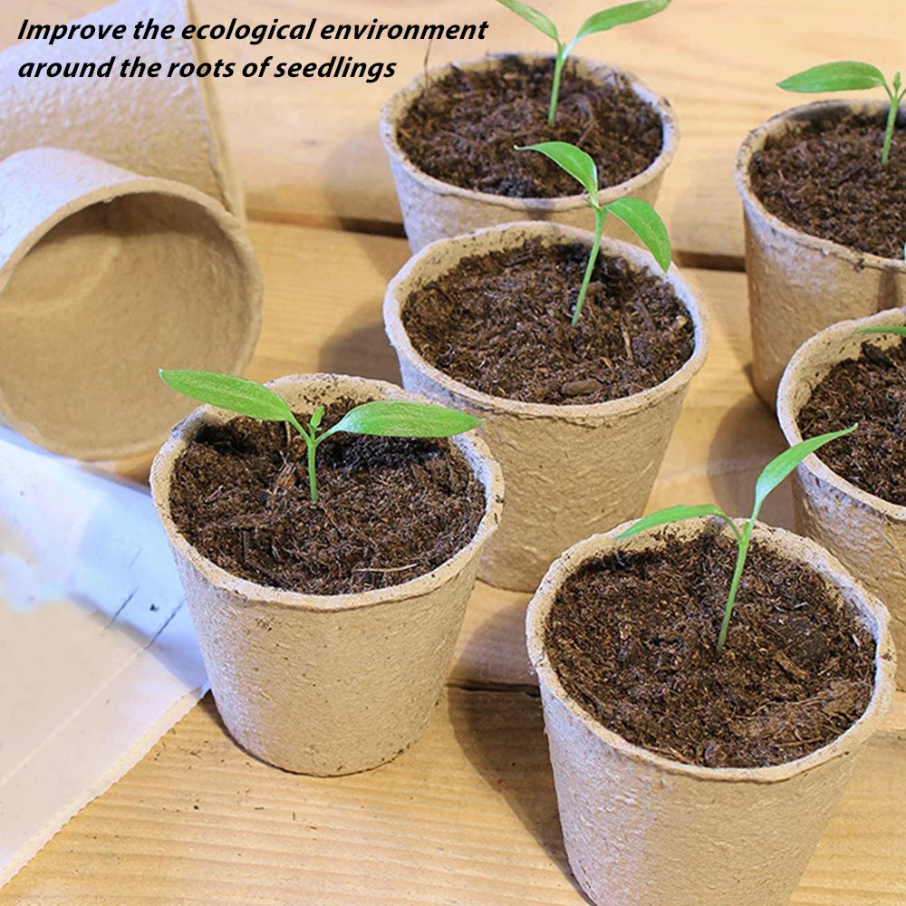 50Pcs Biodegradable Peat Nursery Pots – Eco-Friendly Seed Starter Kit with Plant Labels for Flowers, Vegetables & Herbs