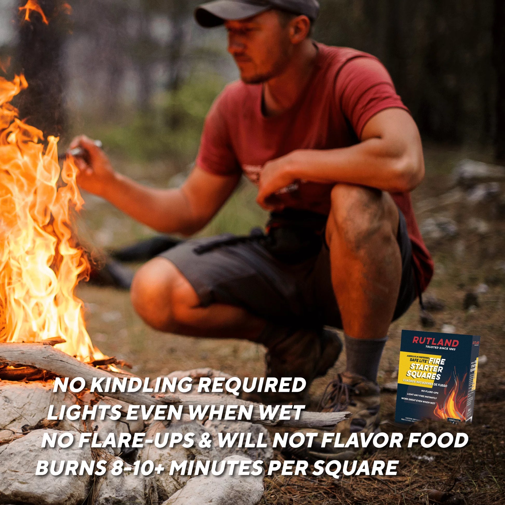 Effortless Fire Starting with Eco-Friendly Rutland Safe Lite Fire Starter Squares - 144 Pack