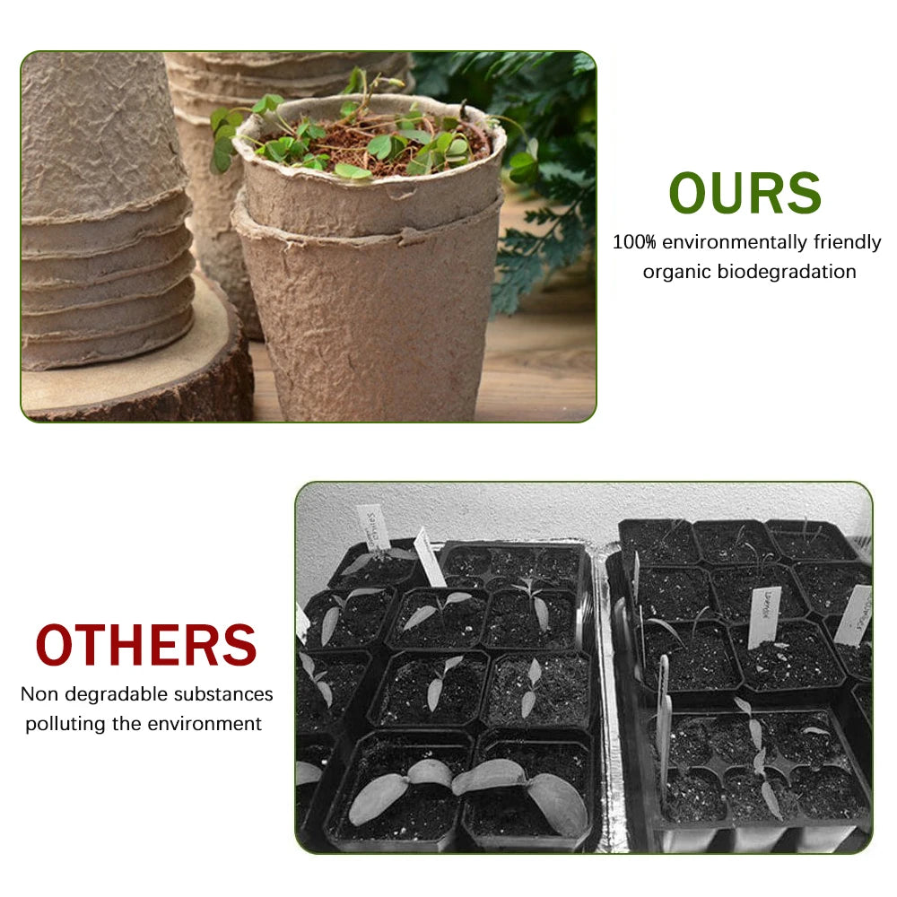 50Pcs Biodegradable Peat Nursery Pots – Eco-Friendly Seed Starter Kit with Plant Labels for Flowers, Vegetables & Herbs