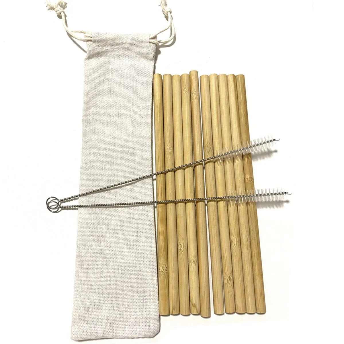 Sustainable Reusable Bamboo Straws – 10 Pcs Eco-Friendly Biodegradable Straws with Cleaning Brushes – Perfect for Cocktails, Milkshakes, and Cold Drinks