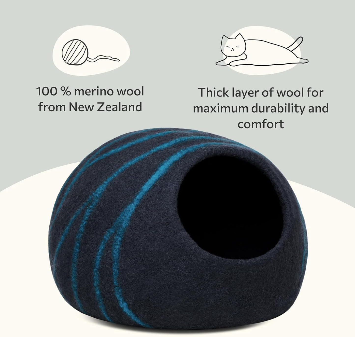 Eco-Friendly Cat Cave: Handcrafted Merino Wool Hideaway – Cozy, Stylish, and Perfect for Every Cat!