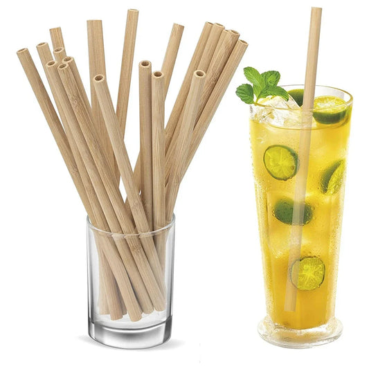 Sustainable Reusable Bamboo Straws – 10 Pcs Eco-Friendly Biodegradable Straws with Cleaning Brushes – Perfect for Cocktails, Milkshakes, and Cold Drinks