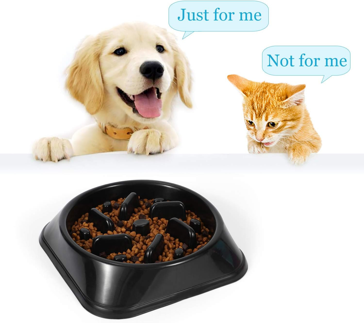 Slow Feeder Dog Bowl - Anti-Gulping Puzzle Dish for Healthy Eating | Small & Large Sizes | Non-Toxic, Durable