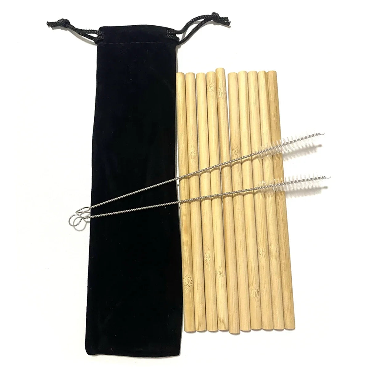 Sustainable Reusable Bamboo Straws – 10 Pcs Eco-Friendly Biodegradable Straws with Cleaning Brushes – Perfect for Cocktails, Milkshakes, and Cold Drinks