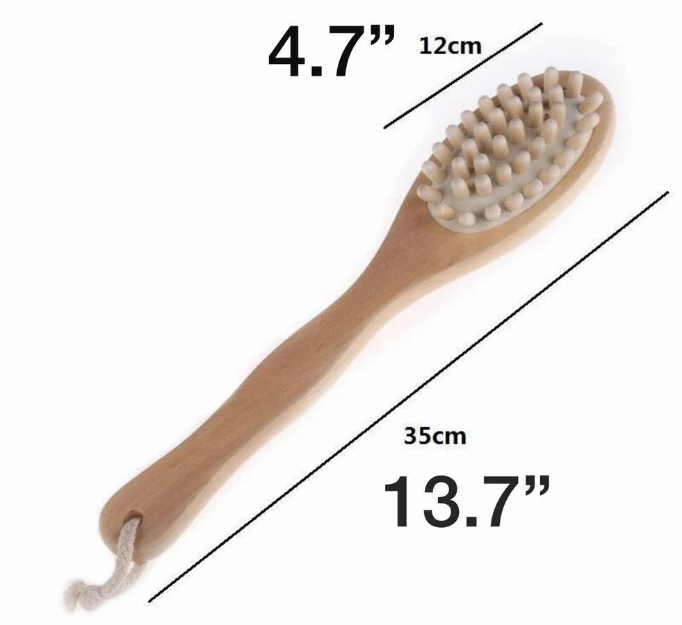 Eco-Friendly Boar Bristle Bath & Massage Brush – Dual-Purpose Wooden Brush with Long Handle