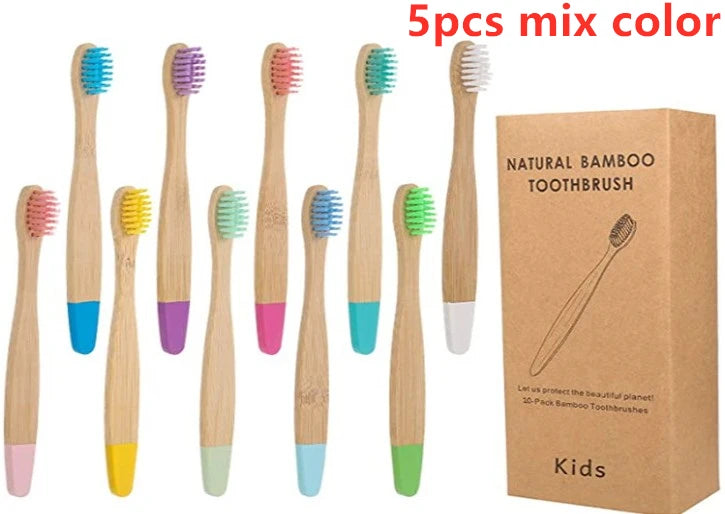 Eco-Friendly Organic Bamboo Kids Toothbrush – 10 Soft Bristle Colors, Biodegradable Handle, BPA-Free