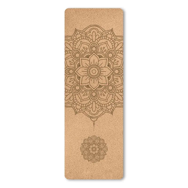 4mm Eco-Friendly Non-Slip Cork TPE Yoga Mat - Sweat Absorbing, Pilates & Fitness Pad with Carry Bag