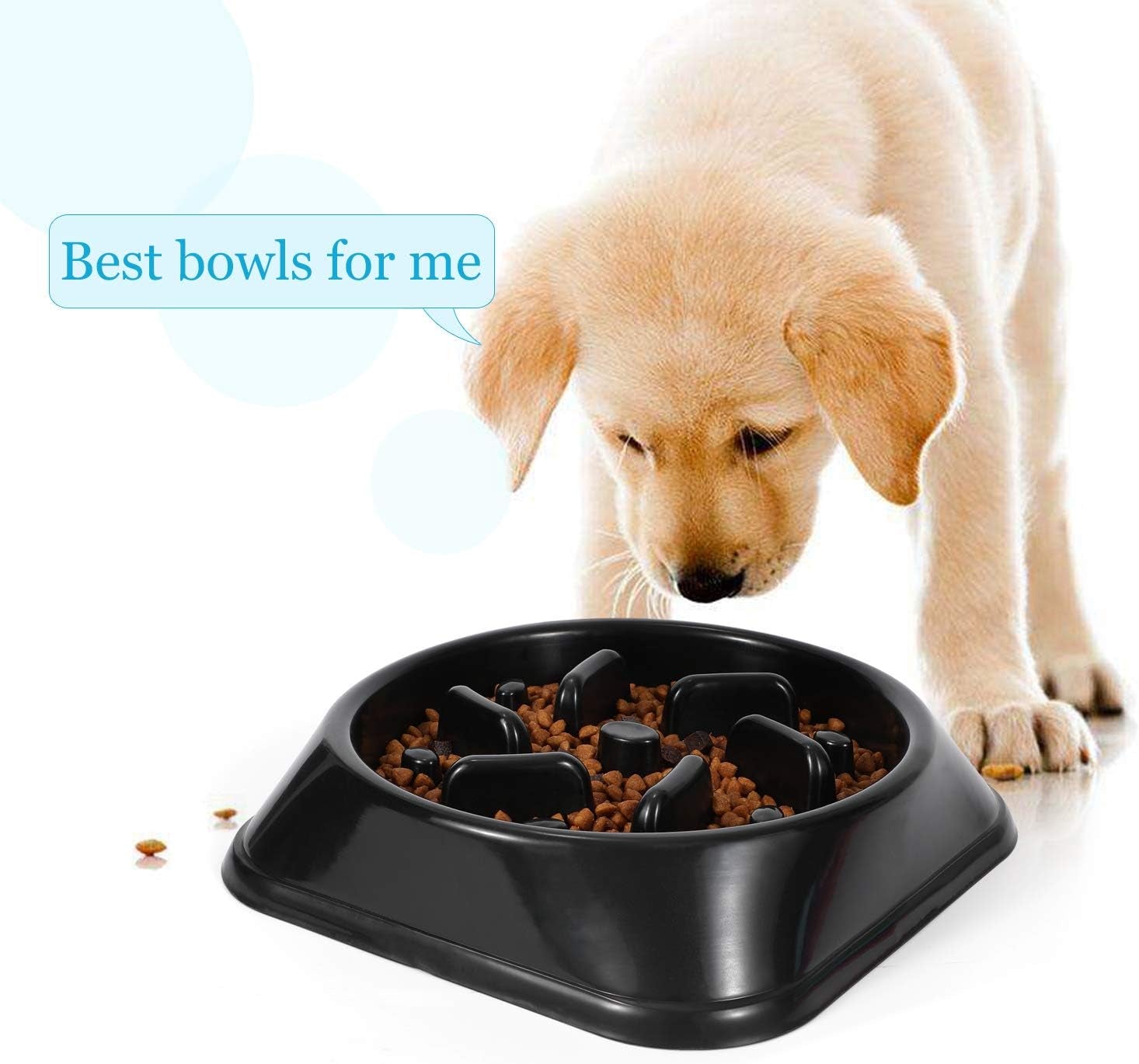 Slow Feeder Dog Bowl - Anti-Gulping Puzzle Dish for Healthy Eating | Small & Large Sizes | Non-Toxic, Durable