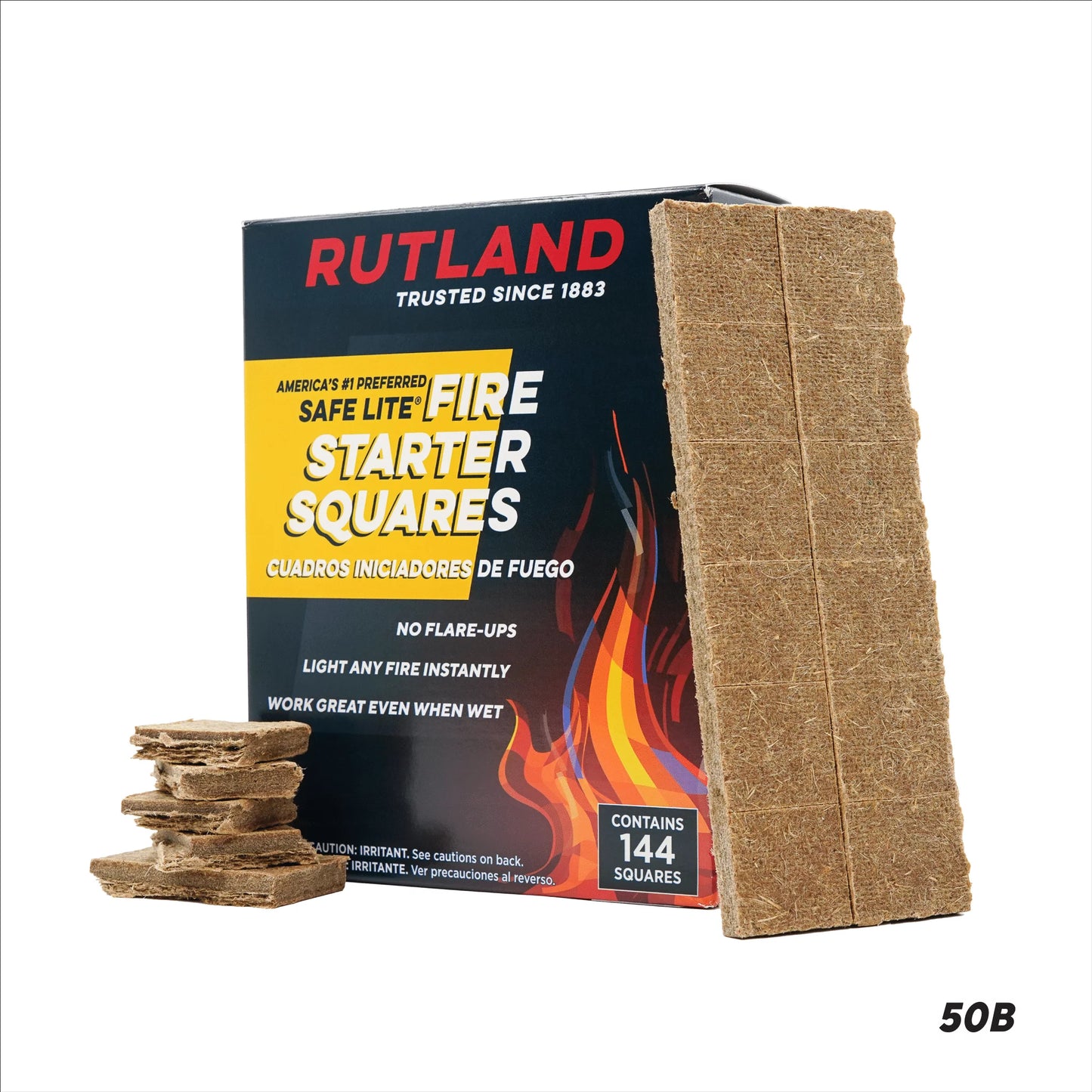 Effortless Fire Starting with Eco-Friendly Rutland Safe Lite Fire Starter Squares - 144 Pack