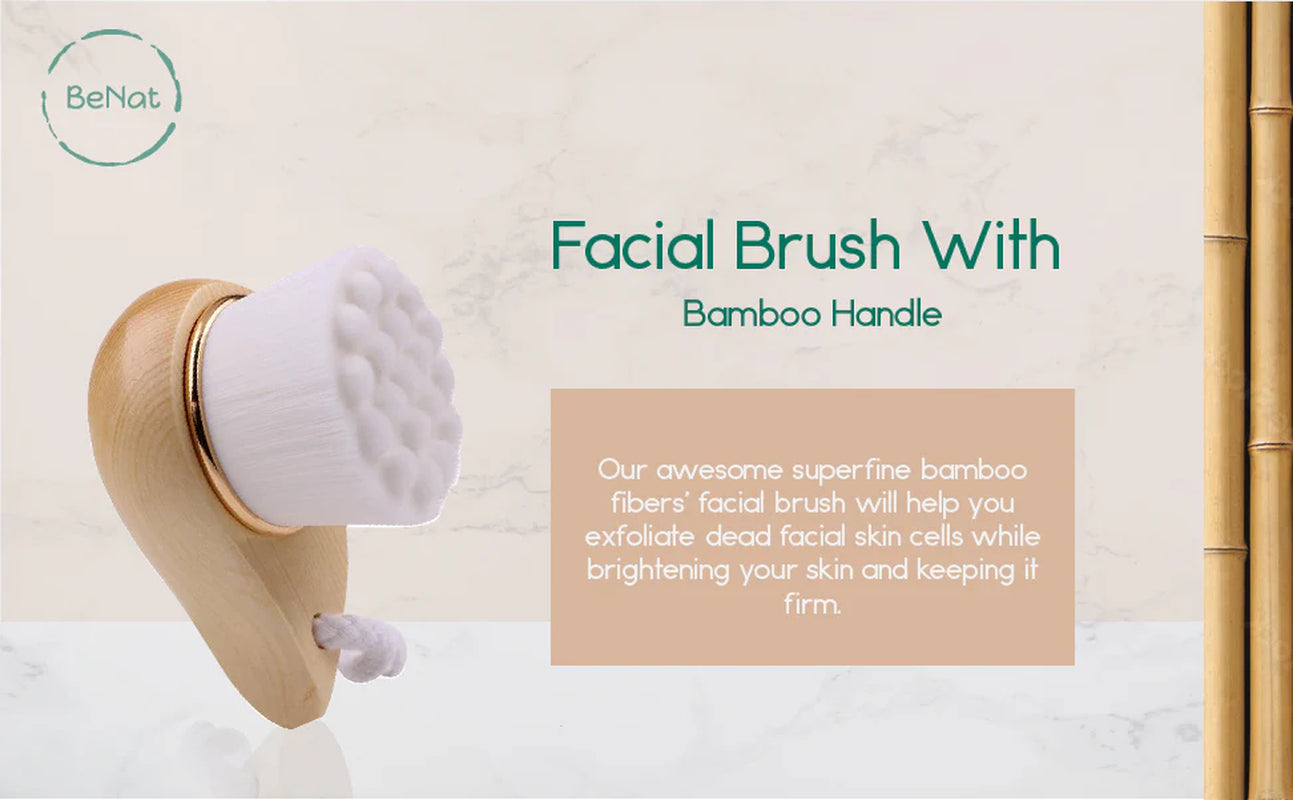 Eco-Friendly Bamboo Fiber Facial Brush – Gentle Exfoliation for Radiant Skin