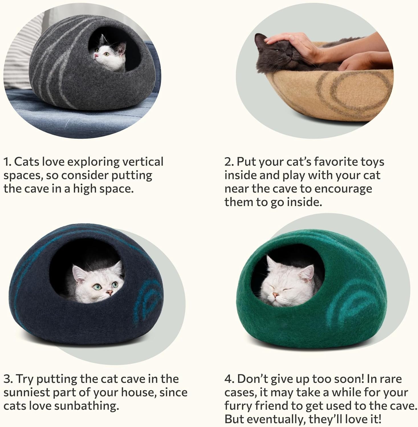 Eco-Friendly Cat Cave: Handcrafted Merino Wool Hideaway – Cozy, Stylish, and Perfect for Every Cat!